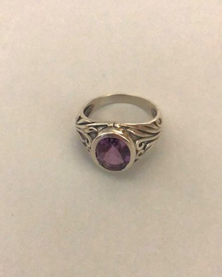 Large Voilet Brithstone Ring In 925 Sterling Silver Size Q